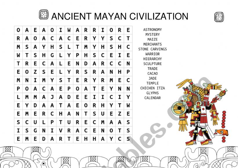 Mayan civilisation - word search