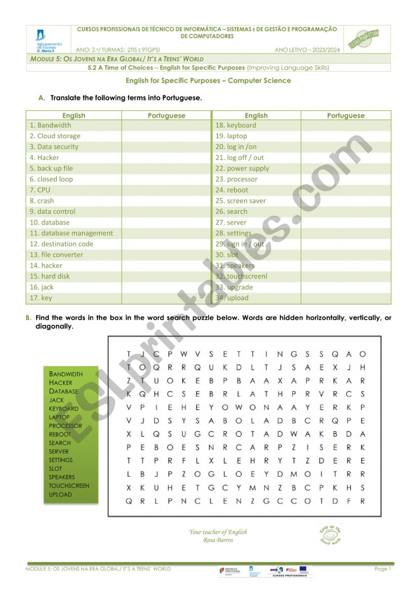 English For Specific Purposes - Computer Science