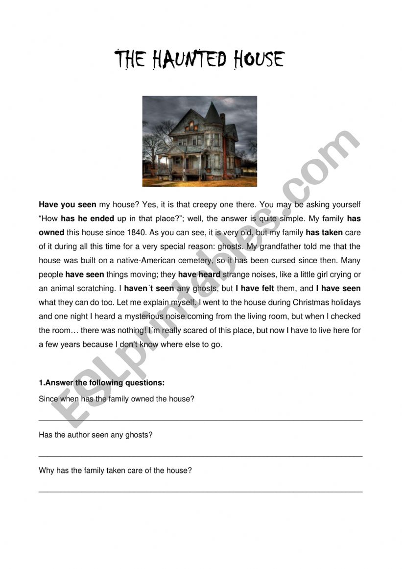 The Haunted House worksheet