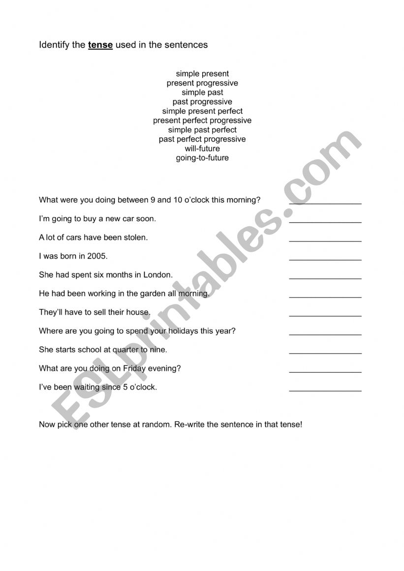 Identifying different verb tenses