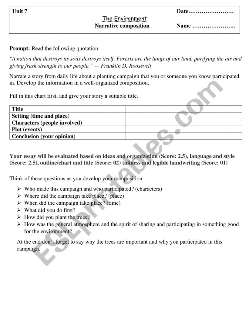 plant a tree worksheet