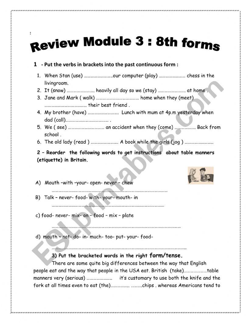 Review Module3 for the 8th Forms Tunisian Students