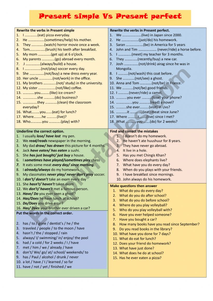 Present simple and present perfect