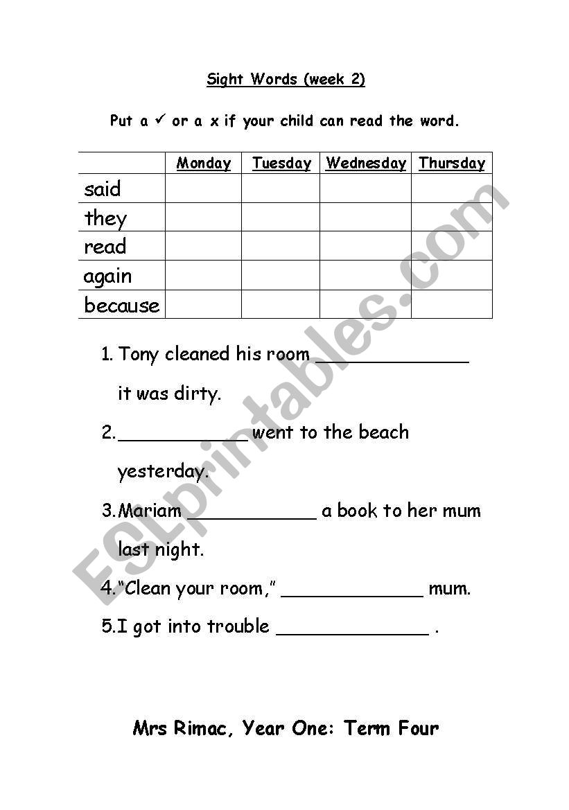 sight words activities worksheet
