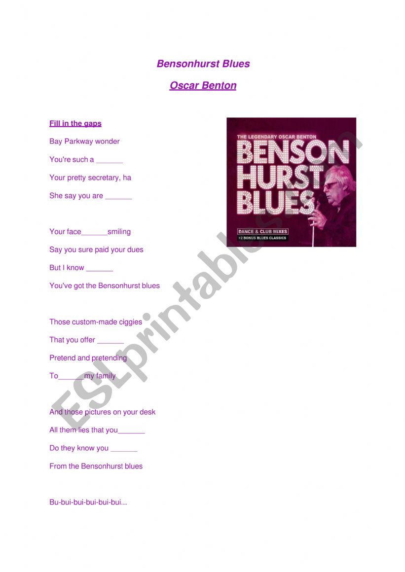 Bensonhurst Blues worksheet