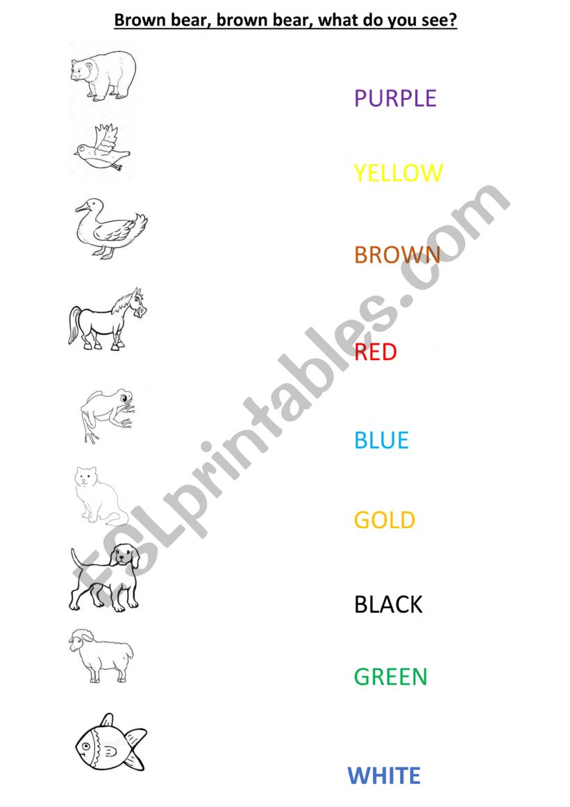 Brown bear story- colours matching