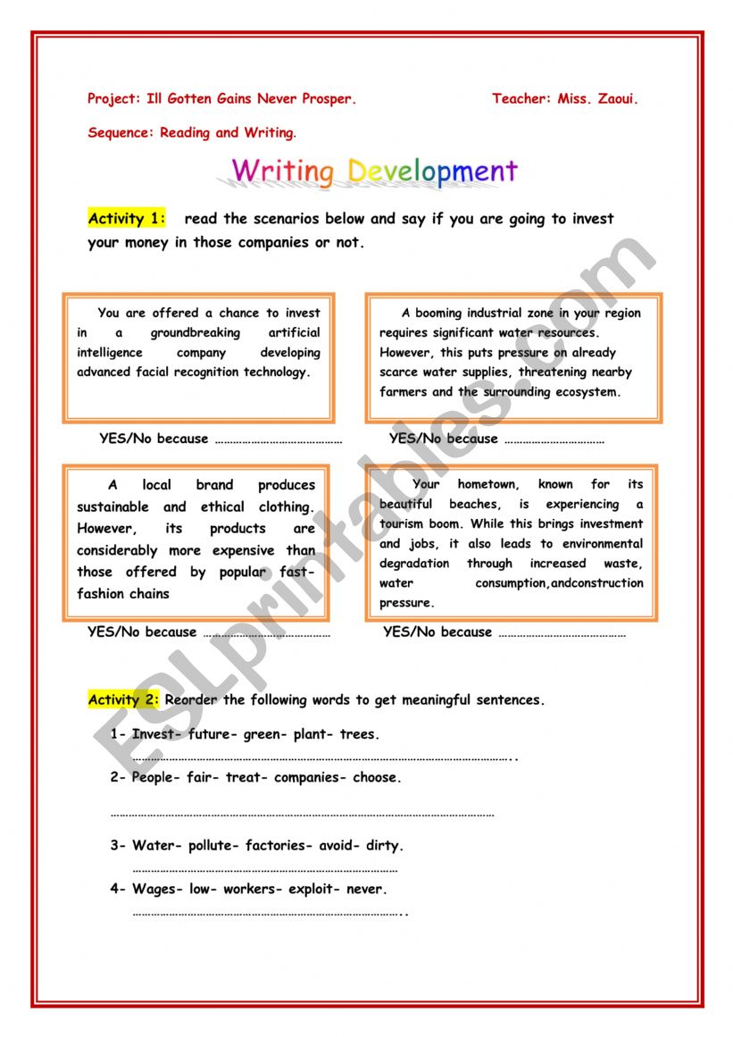 Policy statement  worksheet