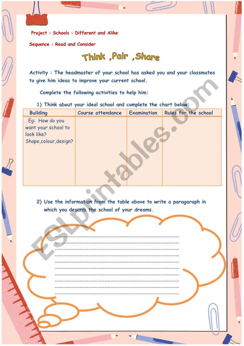 The ideal school worksheet