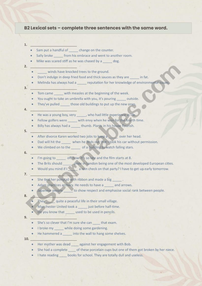 Lexical sets confusing words worksheet