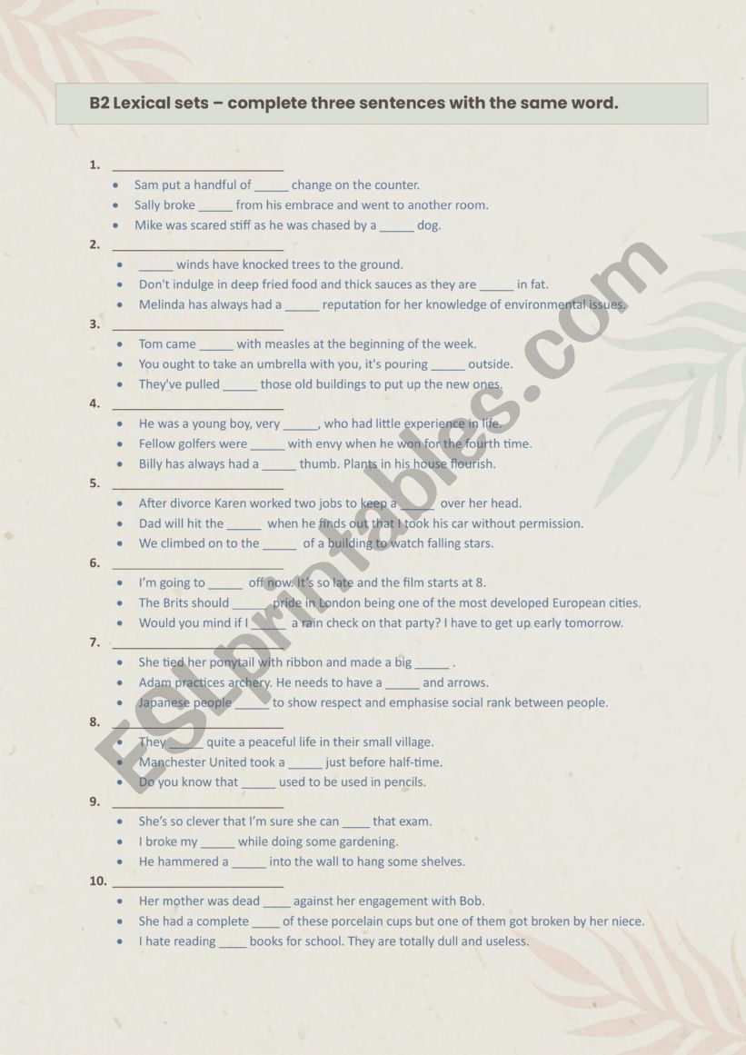 Lexical sets confusing words worksheet