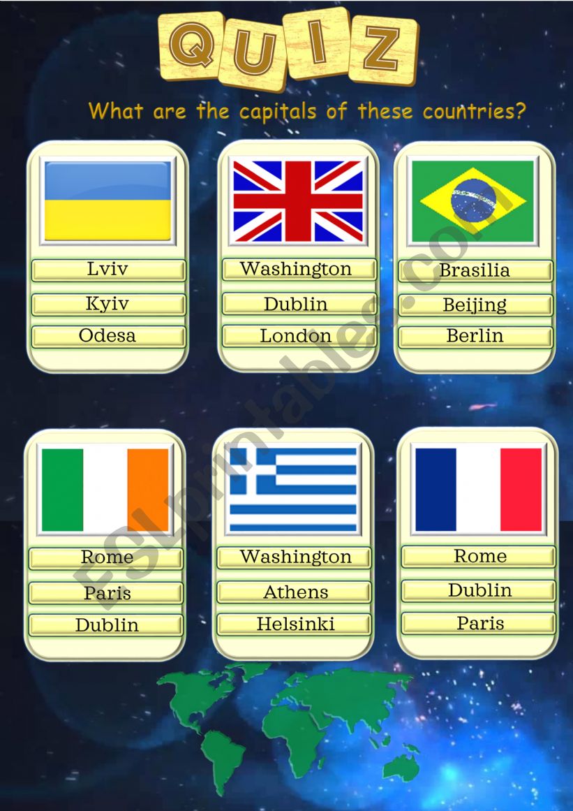 Countries and Capitals worksheet