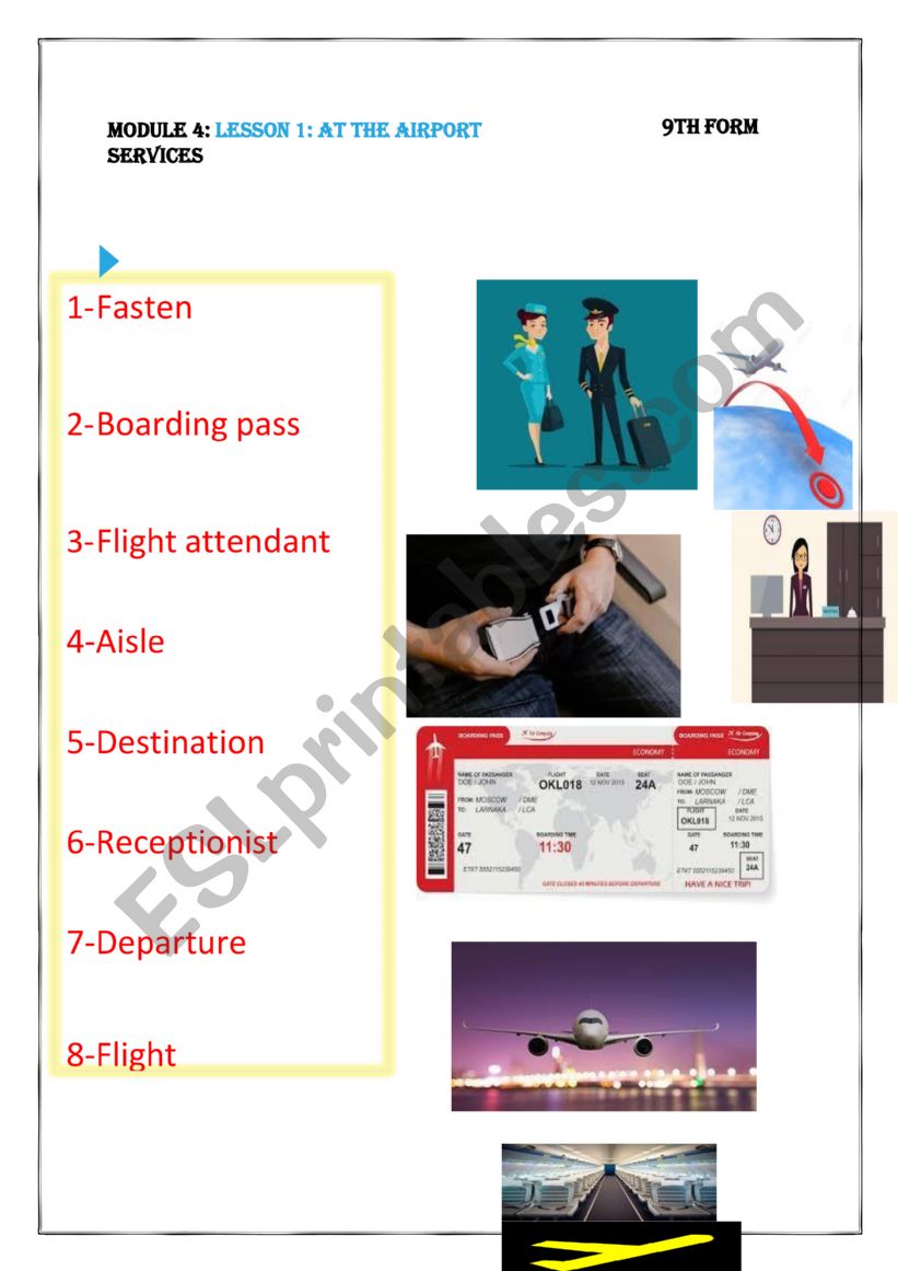 Module 4  Lesson 1 AT THE AIRPORT