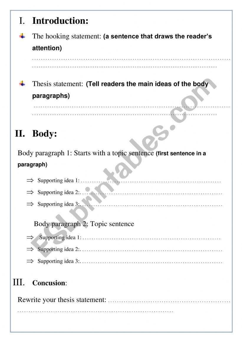 Cause and effect essay worksheet