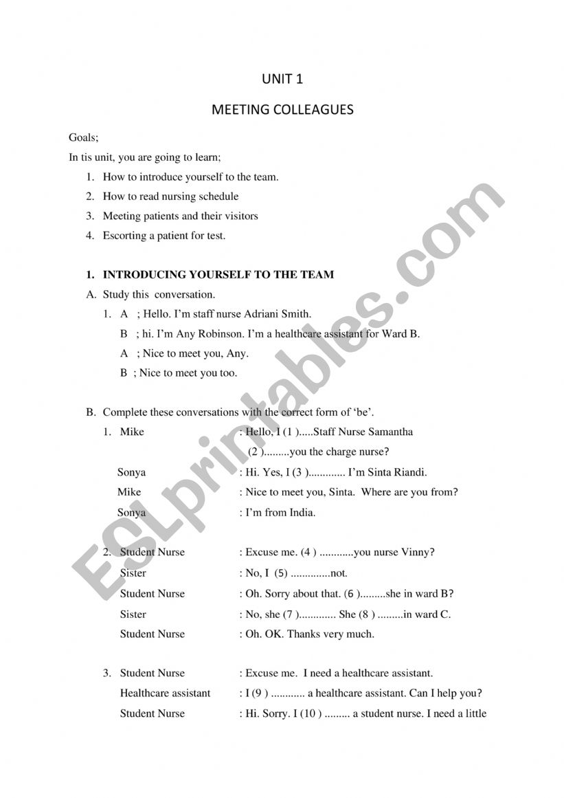 Meeting People worksheet