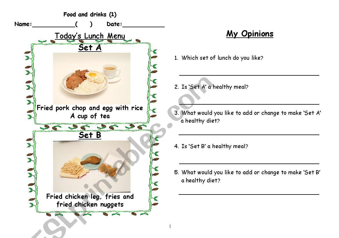 Food and drink -- Healthy diet