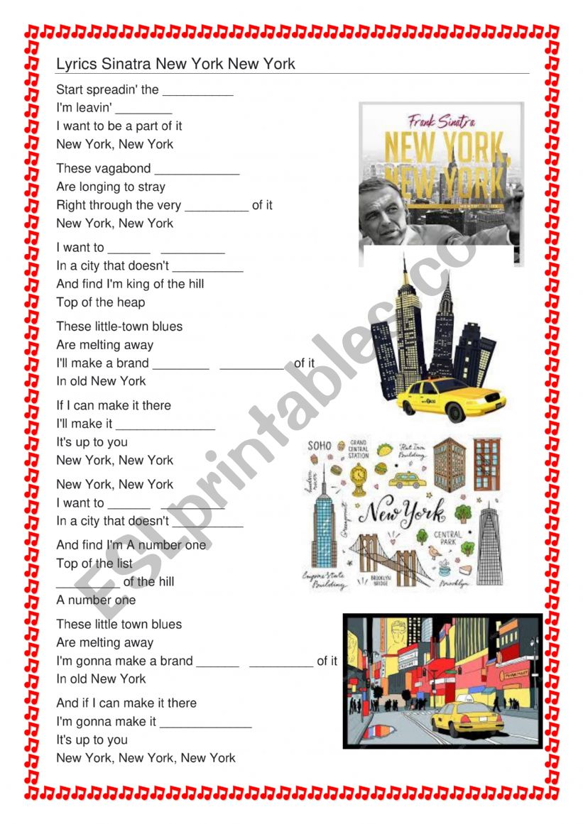 2 songs about New York Sinatra and Alicia Keys - 4 pages -page 2 is key-