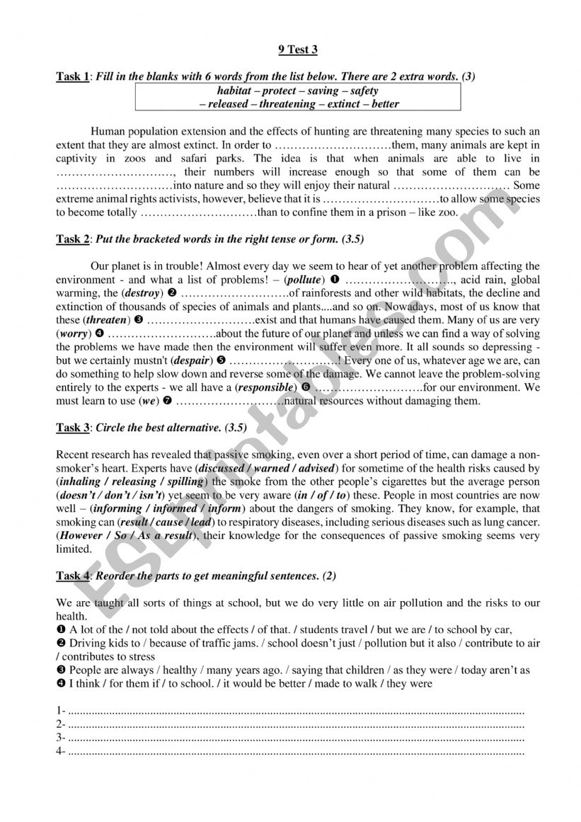 9 Test 3 worksheet
