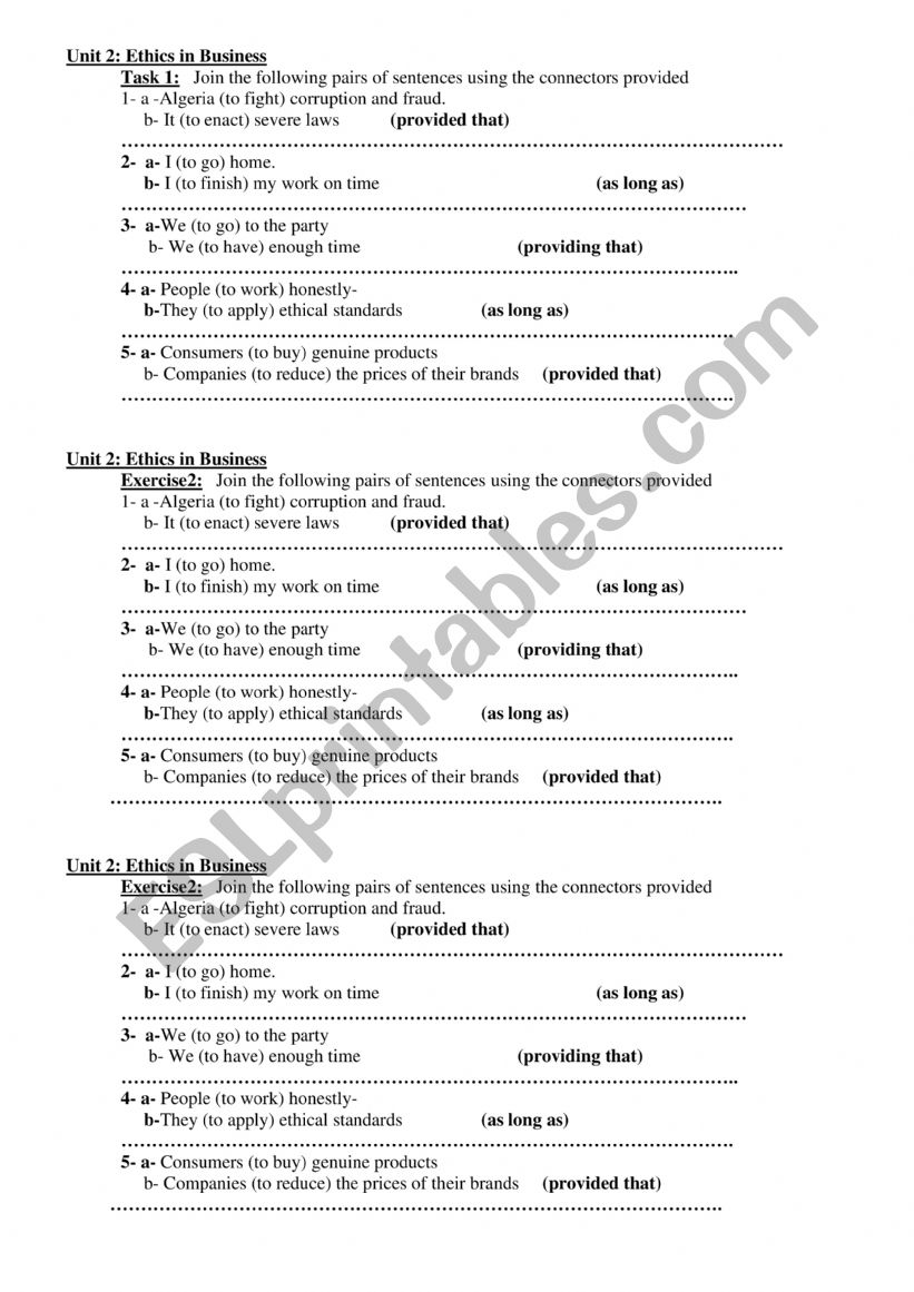 ethics in business worksheet