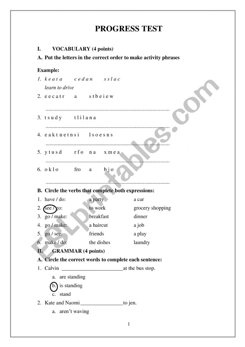 Test worksheet