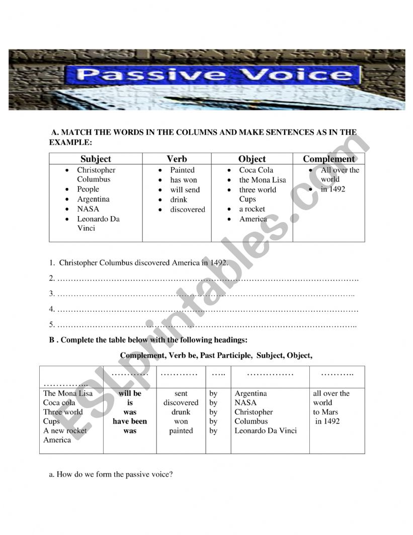 Passive Voice worksheet