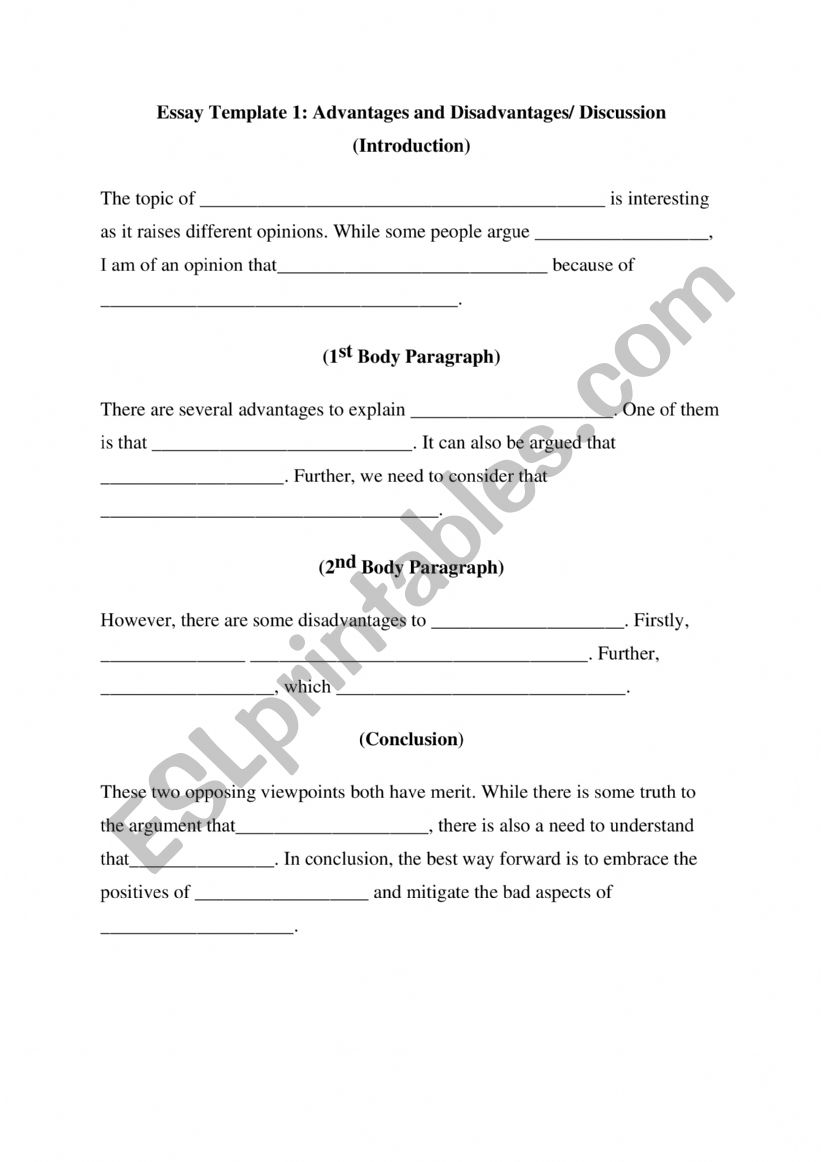 Essay Template worksheet