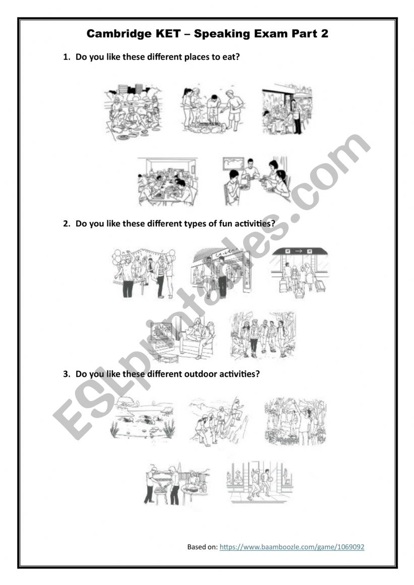 A2  KEY Cambridge - Speaking Exam Part 2