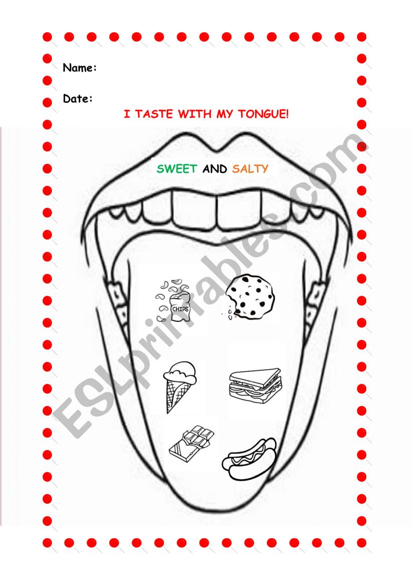 Sweet or salty? Colour worksheet