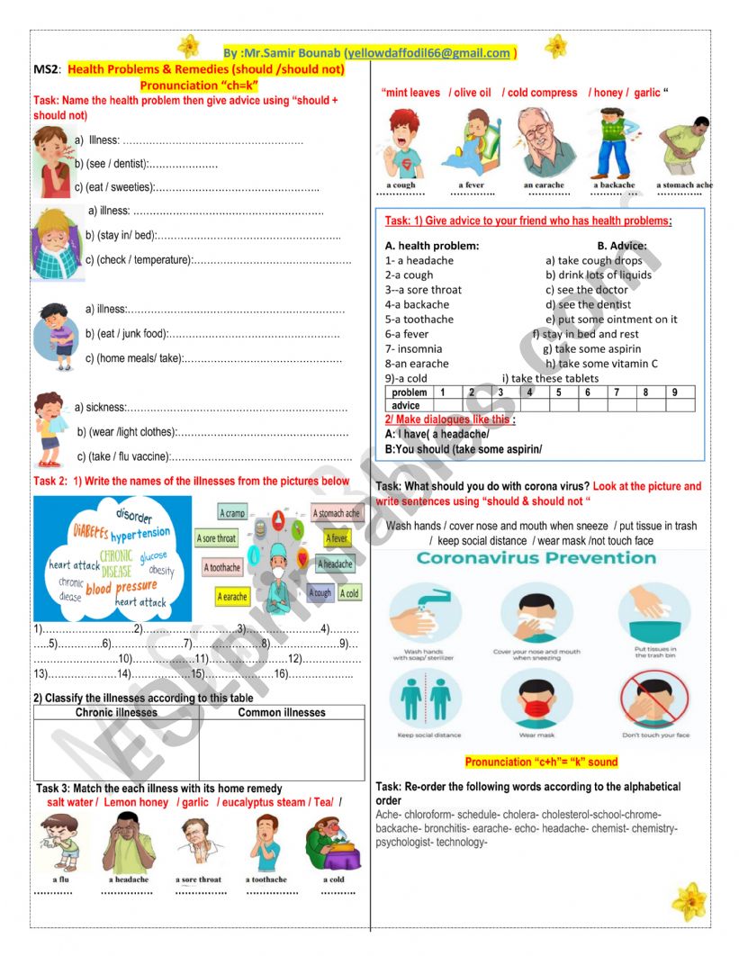 Health Problems & Remedies  worksheet