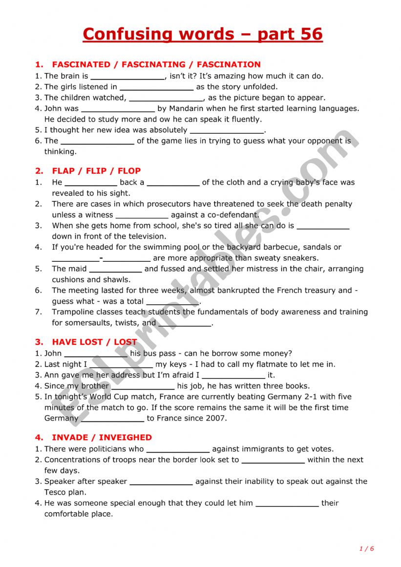 Confusing words - part 56 worksheet