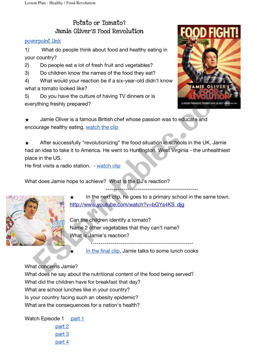 Potato or Tomato?  Jamie OliverÃ¯Â¿Â½s Food Revolution