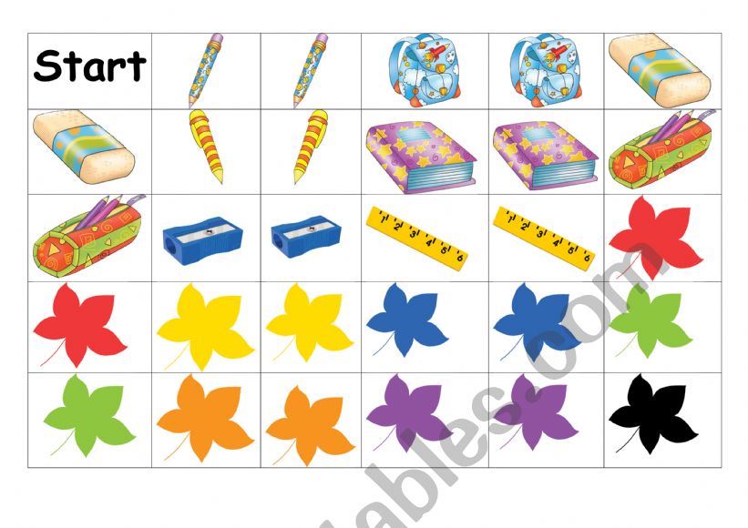 Colours and school things domino