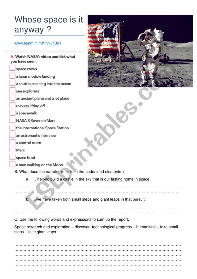 Whose space is it anyway? worksheet