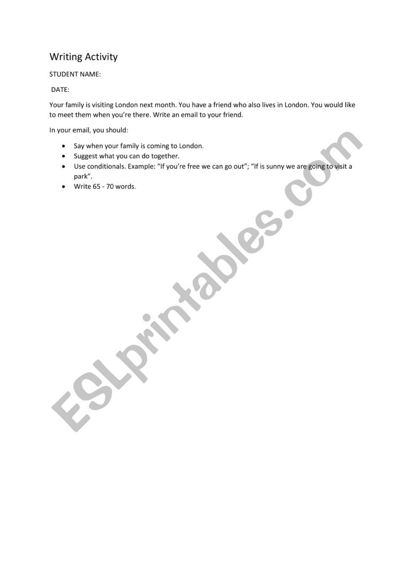 Writing an Email worksheet
