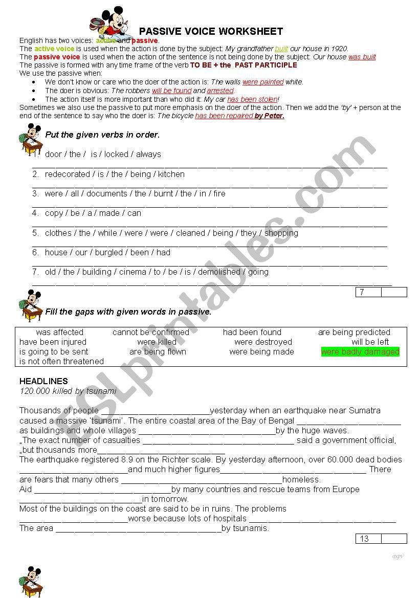 Passive Voice worksheet worksheet