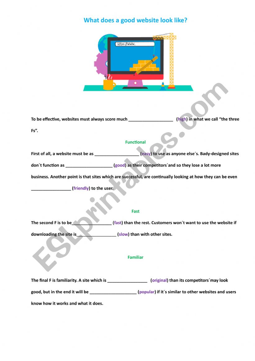 gradable adjectives worksheet