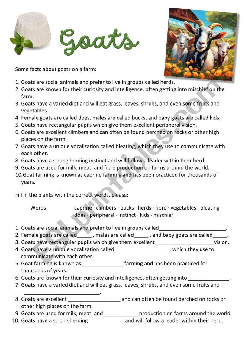 Goats - Farm Animals worksheet