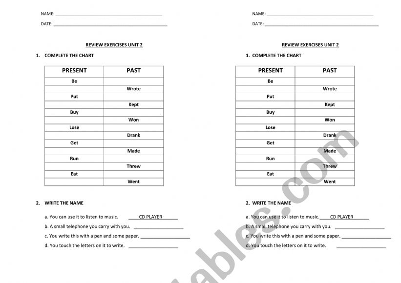Past simple 4th grade worksheet