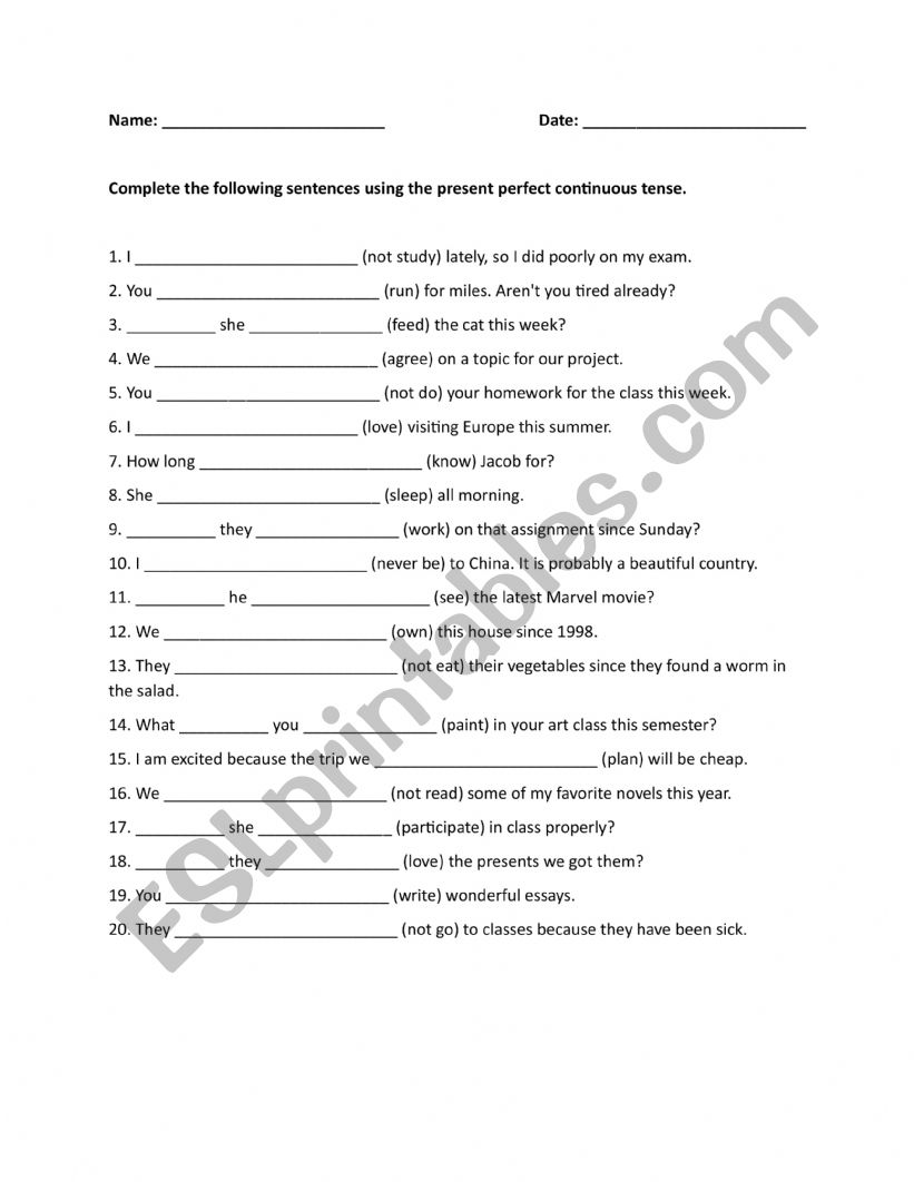 Present Perfect Continuous Tense with Stative Verbs