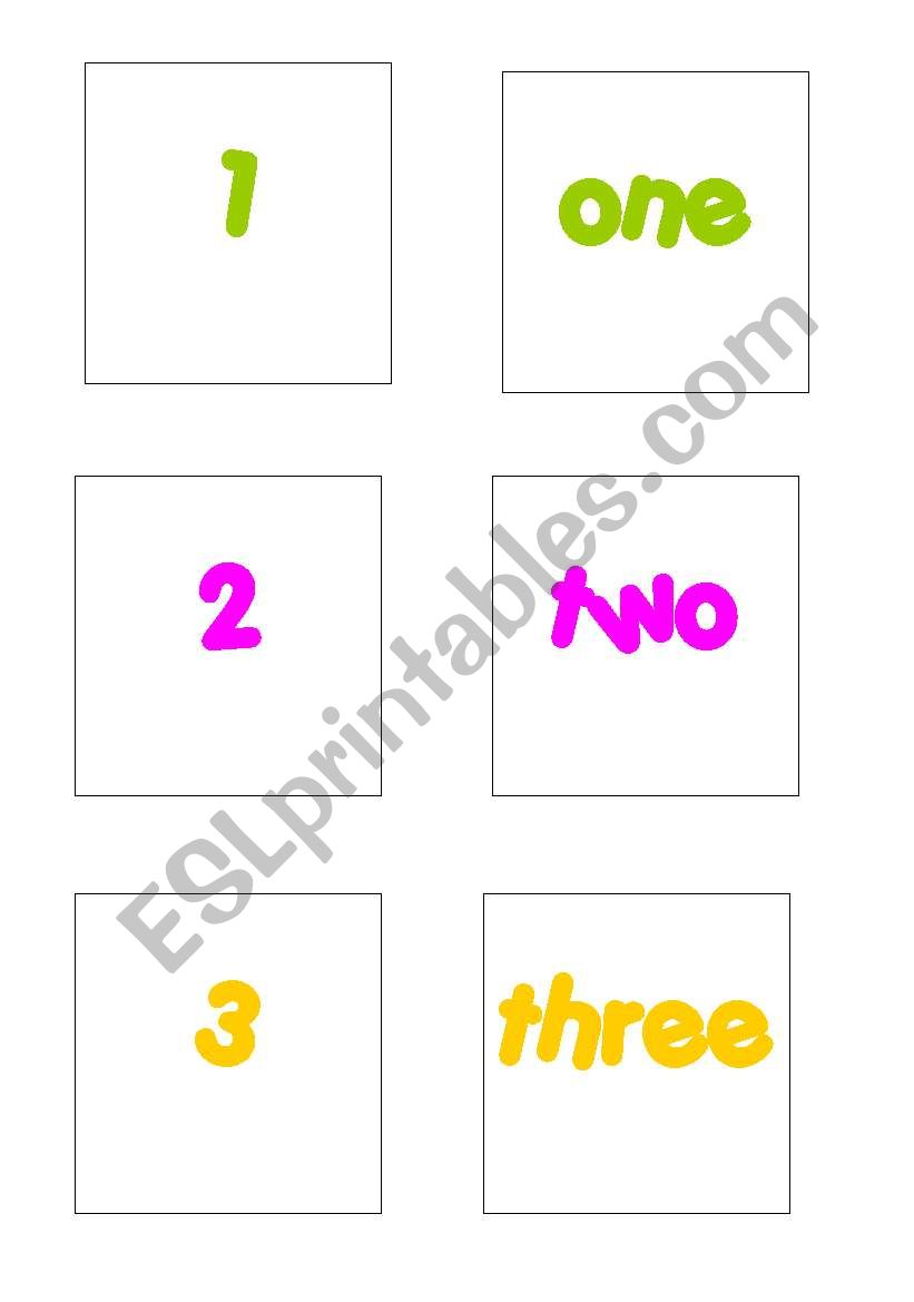 numbers 1-20 flashcards worksheet