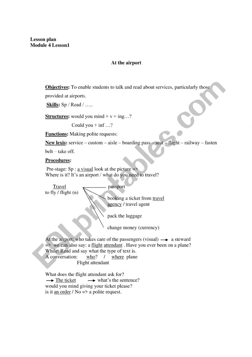 lesson plan,at the airport worksheet