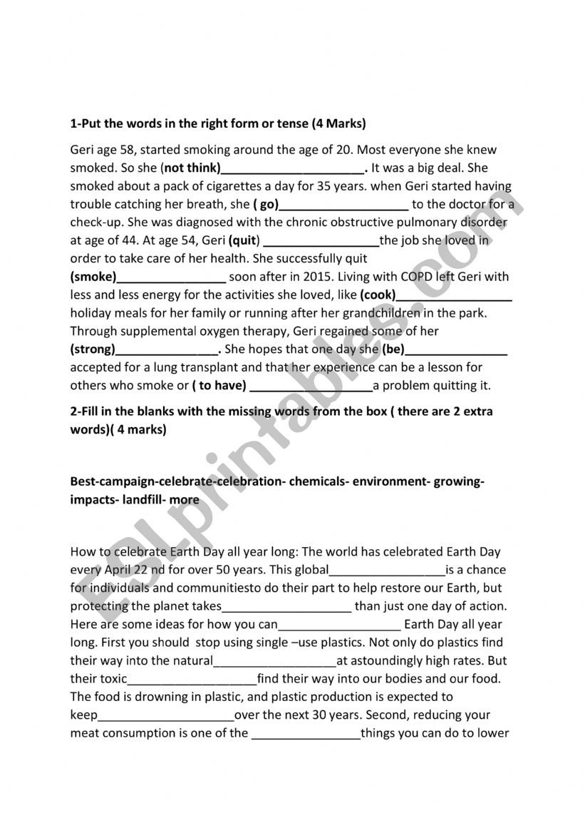 language tasks about the module of pollution