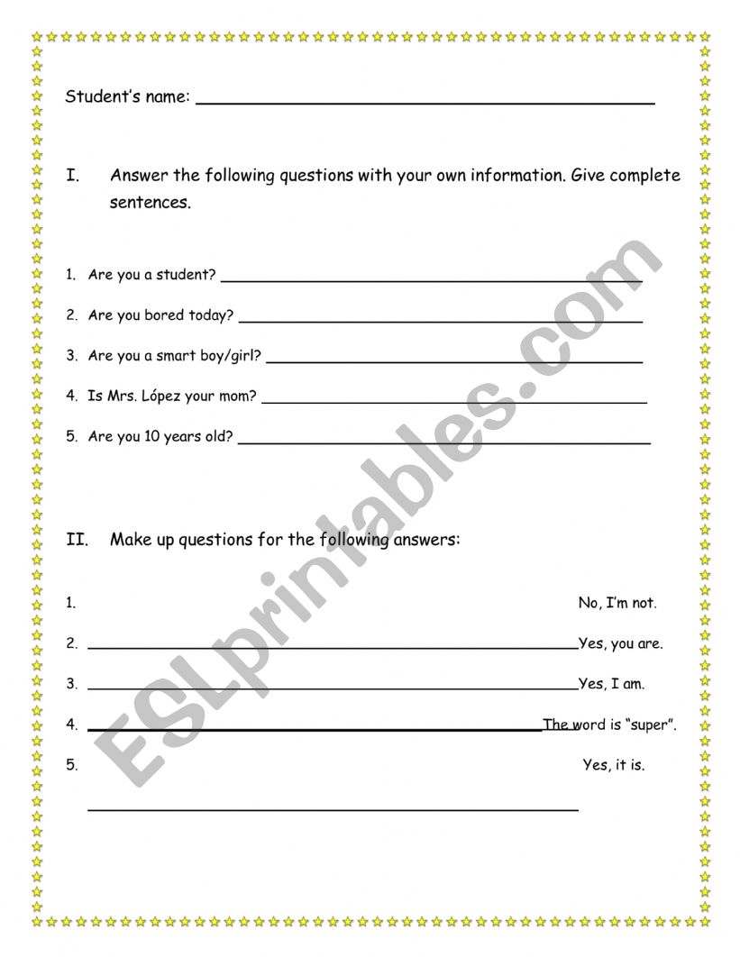 Verb to be worksheet