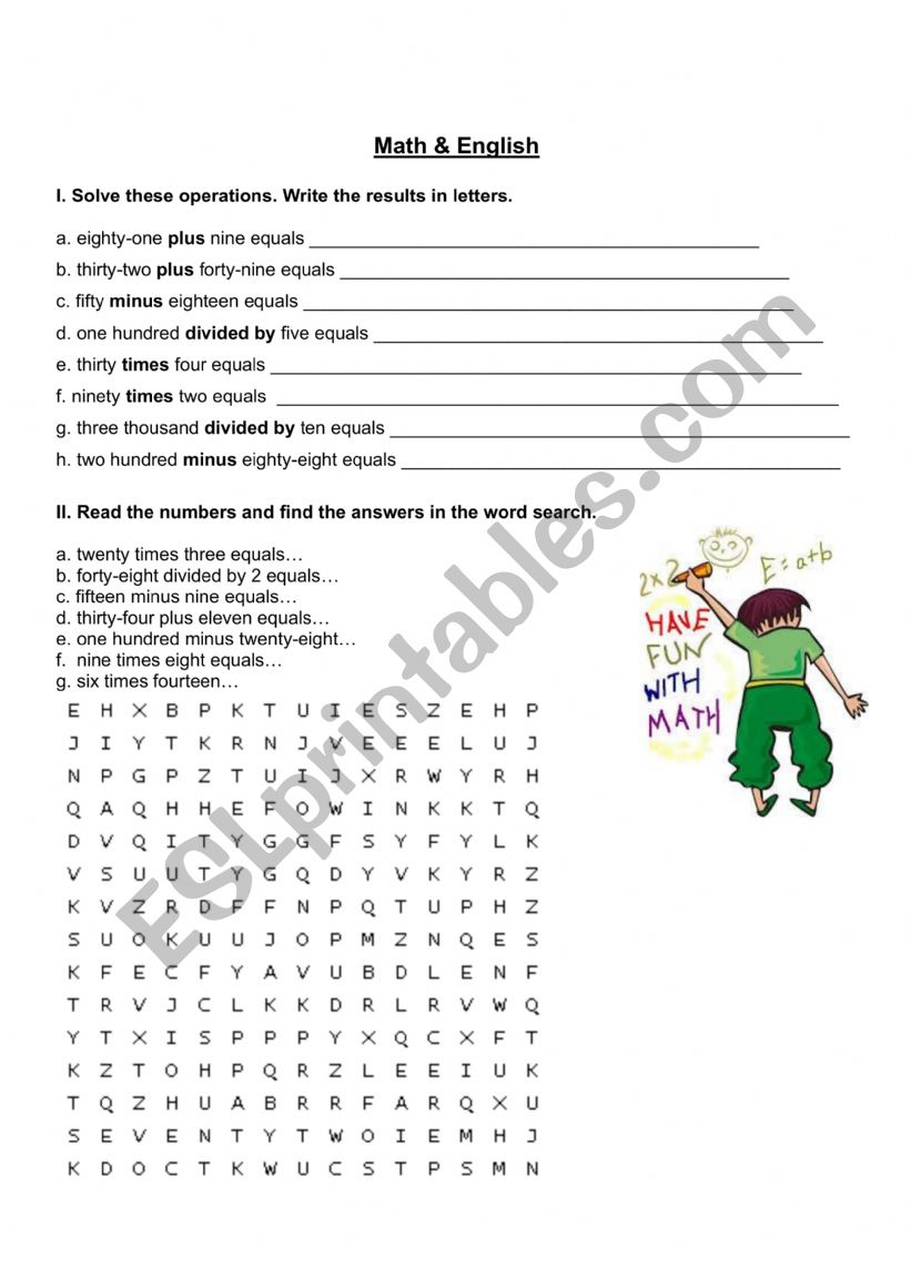 Numbers 1 - 1000 worksheet