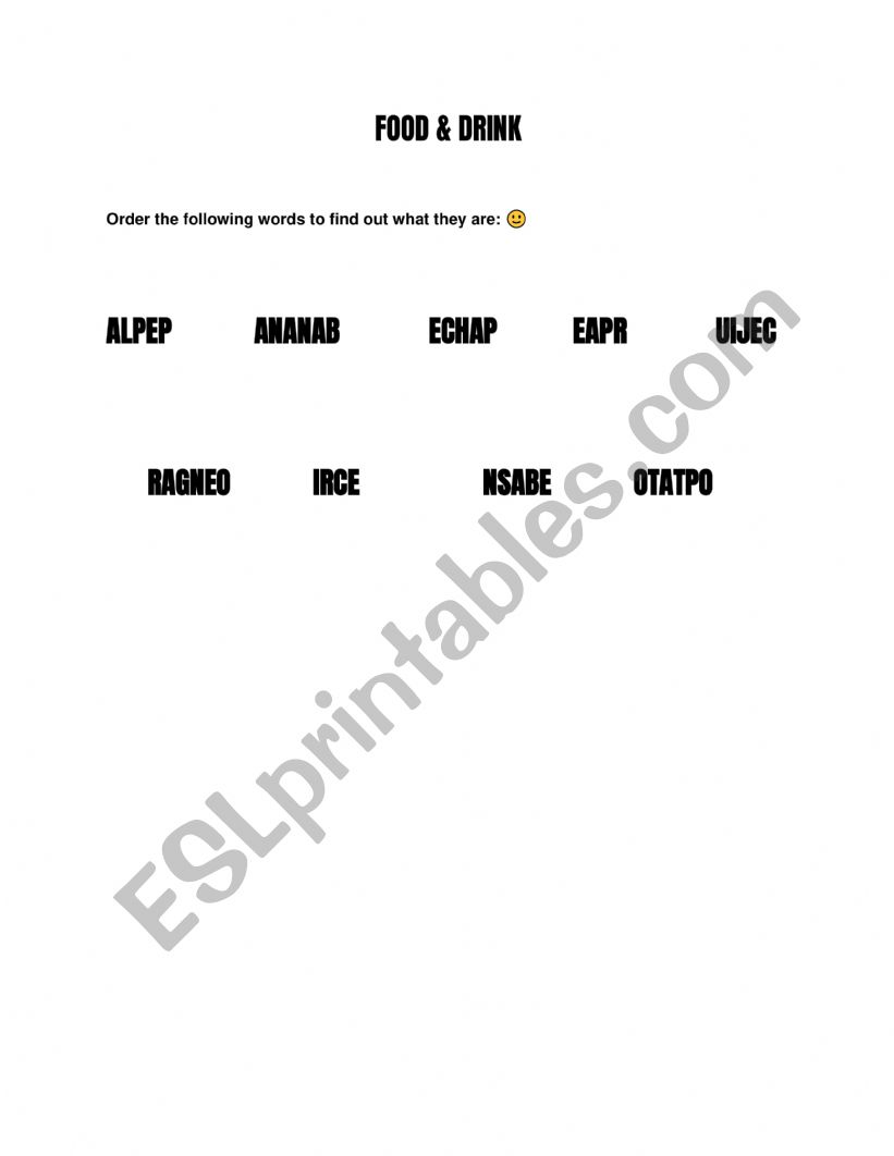 FOOD & DRINK worksheet