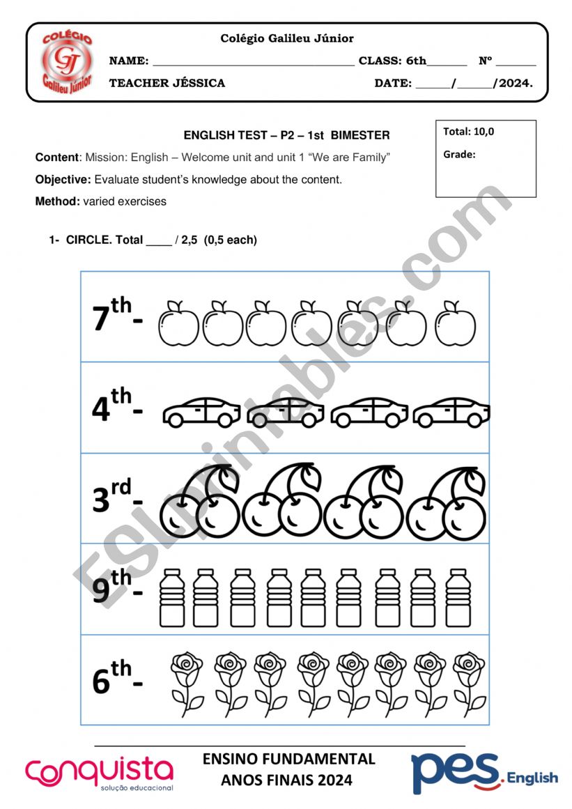 English test worksheet