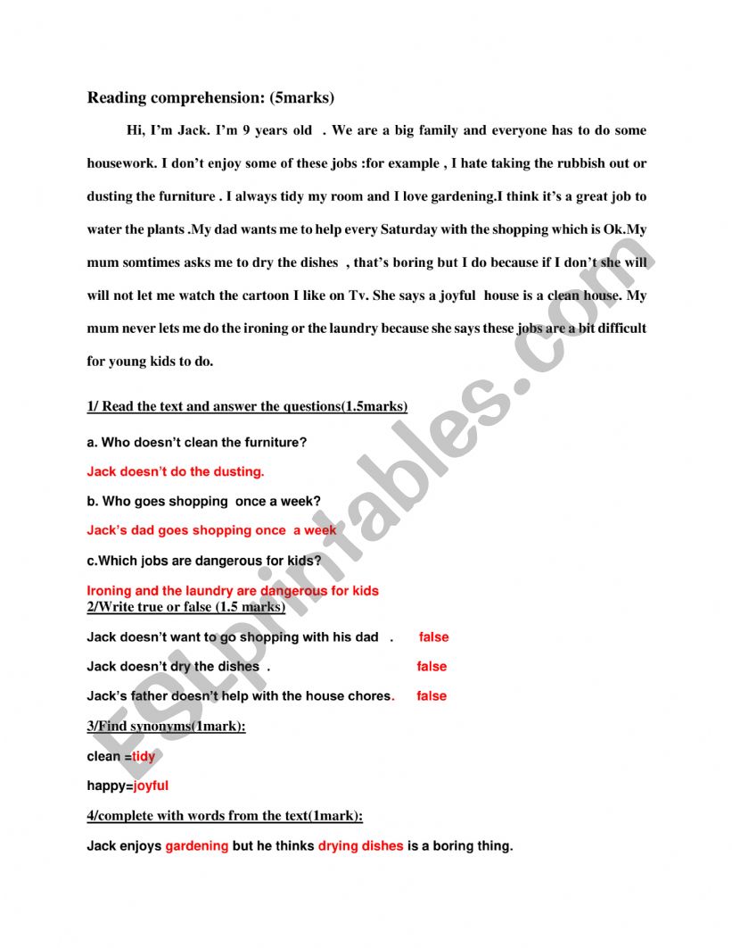 end test  worksheet