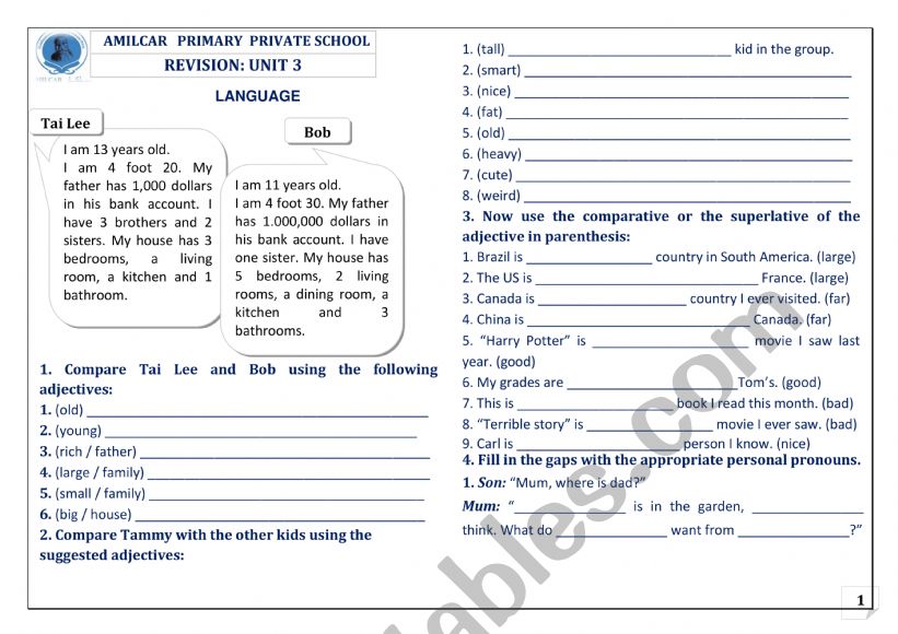 revision unit 3 worksheet