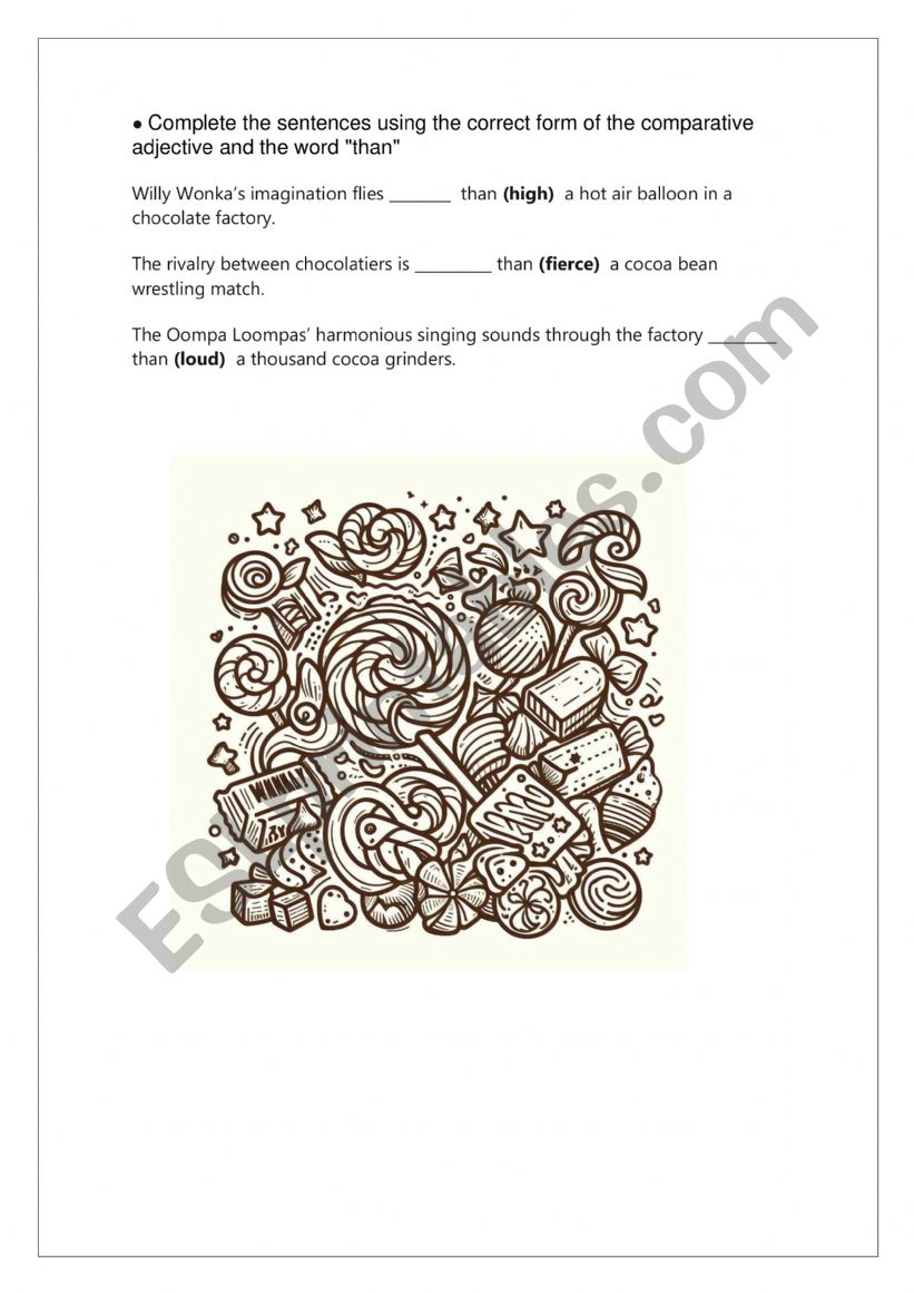 Wonka Comparatives  worksheet