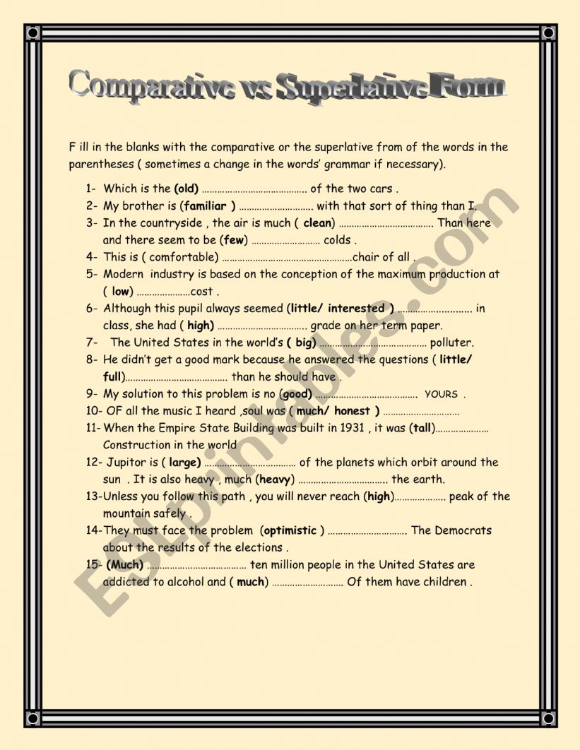  Comparative and Superlative  Adjectives.