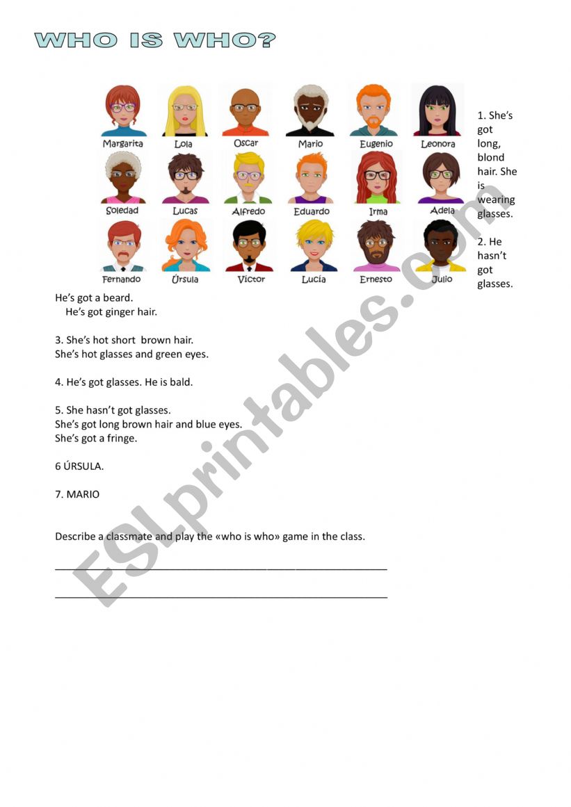 who is who worksheet